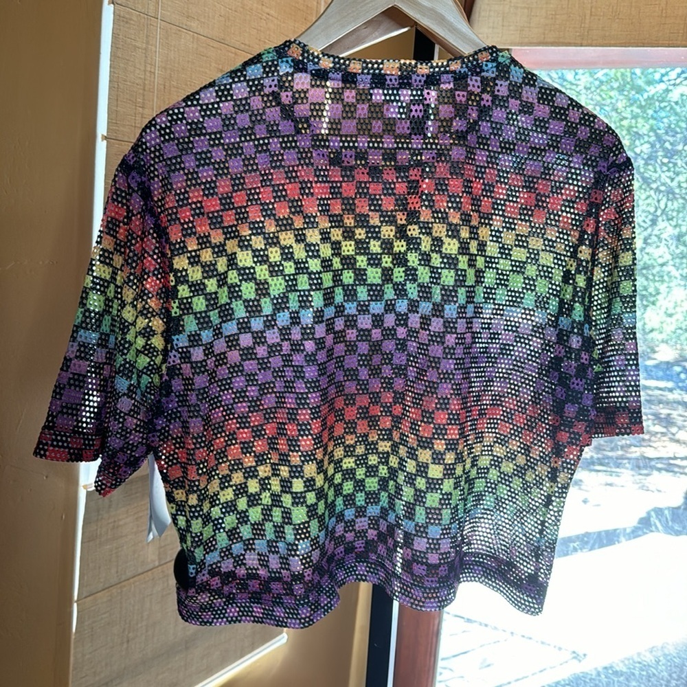 BP. Be Proud Collection Black Rainbow Arcade Check Top Size Small - Picture 4 of 4